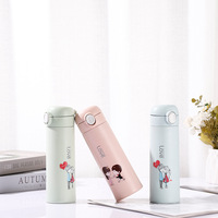 Gobelet à eau en verre pour étudiants à paroi simple isolé avec couvercle pop-up anti-fuite, isolation thermique, portable, pratique pour les filles sportives