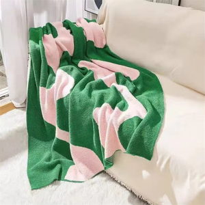Manta de medio lado de lana para oficina, siesta, aire acondicionado, sofá suave individual, manta hasta la rodilla, manta de punto a rayas de onda Nórdica - Product Image 2