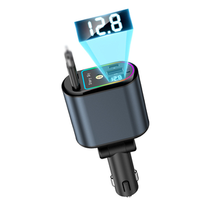 ที่ชาร์จในรถยนต์แบบพับเก็บได้ 120W 4 in <span class=keywords><strong>1</strong></span> ชาร์จเร็ว พร้อมอะแดปเตอร์ USB C และจอแสดงผลแรงดันไฟฟ้า LED Starlight ใช้ได้กับรถยนต์ทั่วไป - Product Image 1