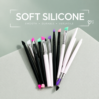 Pinceau Eyeliner de Précision Incliné en Silicone 1PC, Outil Portable pour Aegyo Sal et Cils Inférieurs, Pointe Souple pour Maquillage Quotidien