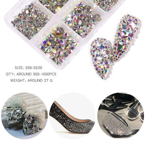 Venta caliente Color mezclado Fondo plano Diamante Color champán 6 Rejilla Joyería Piedra 3D Decoración <span class=keywords><strong>de</strong></span> <span class=keywords><strong>uñas</strong></span> al por mayor - Product Image 4