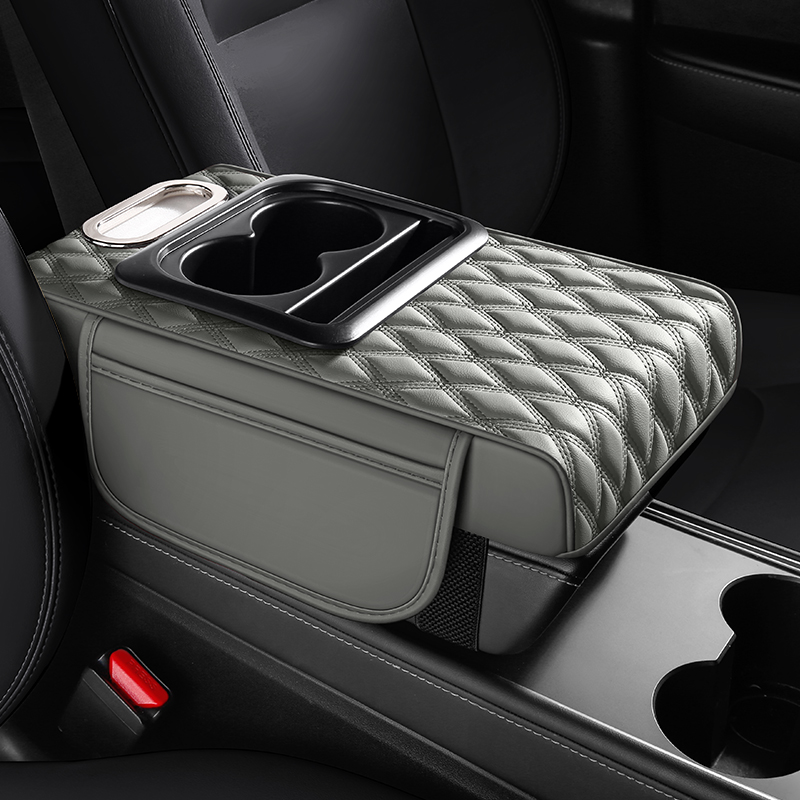 Tancheng Multifunctional Leather Console Cover for Cars | Car Armrest Storage Bag with Cup Holders T