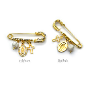 Broche cruzado para mujer, colgante de perlas y diamantes de imitación dorados, pin para ropa, regalo, joyería, accesorio de moda - Product Image 2