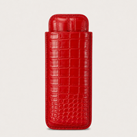 Étui à cigares portable en cuir de crocodile rouge, design classique, avec coupe-cigares à glissière 2 doigts, étui rigide, porte-guillotine de poche, cadeau pour homme