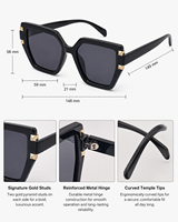 Lunettes de soleil géométriques noires classiques de luxe en acétate, protection UV400 anti-radiation, monture complète, pour hommes et femmes, vente chaude, usine OEM/ODM