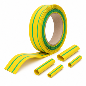 Manchon <span class=keywords><strong>thermorétractable</strong></span> anticorrosion jaune-vert à rayures pour isolation de fil de terre en ingénierie électrique - Product Image 1
