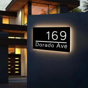 אור השמש מופעל על ידי 3d חוט אחורי מתכת צף מספרים חזית שם דלת קישוט עבור פרסום בניין - Product Image 3