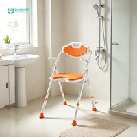 Chaise de douche pliable avec accoudoirs et dossier, siège rembourré en EVA, hauteur réglable, banc de bain pour la sécurité des personnes âgées