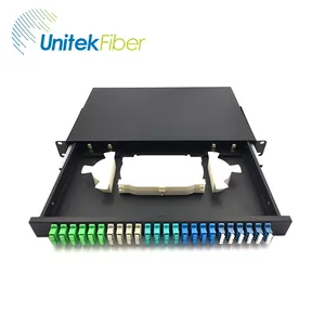 12 24 48 96 Core Optic Fiber ODF 144 Ports SC LC FC ST Rack Mount Splicing Fiber Optical Patch Panel