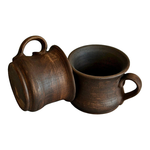 Taza de cerámica pequeña hecha a mano con mango, 5Oz, Barro Natural, café ecológico, sin plomo, cerámica, negra, hecha a mano - Product Image 2