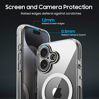Vente en gros étui magnétique transparent pour iPhone 16 Pro 15 14 Pro Max Anti-choc Crystal TPU PC Fine-Hole Mobile Phone Cases
