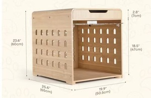 Meuble de transport moderne pour chien <span class=keywords><strong>avec</strong></span> station de charge, niche intérieure de taille moyenne <span class=keywords><strong>avec</strong></span> porte acrylique escamotable - Product Image 2