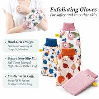 Gant de bain exfoliant doux pour femmes, double face, en fibres naturelles, pour le soin des peaux sensibles et un corps lisse