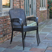 Chaise de salle à manger d'extérieur à cadre en métal Chaises de bistro d'intérieur et d'extérieur Fauteuil pour patio, arrière-cour, piscine, balcon foncé