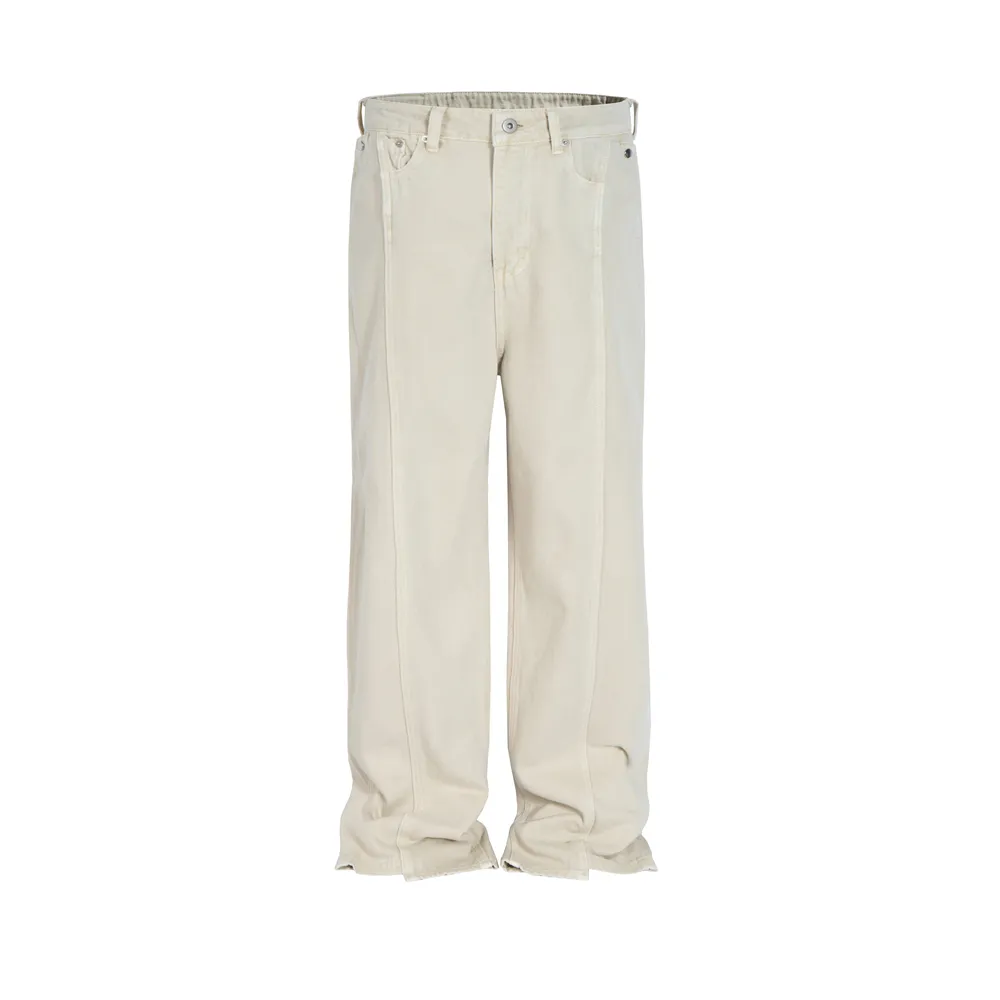 Custom Effen Mode Jeans Mens Y 2K Baggy Witte Denim Jeans Voor Mannen