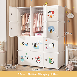 Armario de PP plegable portátil, organizador de almacenamiento plegable de diseño Simple para ropa para sala de estar, muebles para el hogar, apartamento - Product Image 2