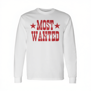 Camiseta de manga larga Most Wanted, estilo vaquero del oeste, para conciertos, atuendo de vaquera - Product Image 3