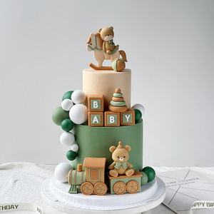 Ayı kek Toppers karikatür at bebek kare kule su balon lokomotif bölmesi yumuşak tutkal bebek dekorasyon - Product Image 2