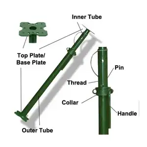 Giàn giáo acrow Prop xây dựng hỗ trợ jack cắm mạ kẽm ván khuôn thép Điều chỉnh đạo cụ