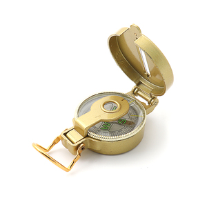Mini boussole ronde dorée, boussole de poche pour Camping en plein air randonnée avec couvercle boussole magnétique de Style militaire - Product Image 5