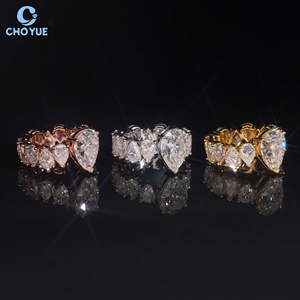 Luxury Wedding Pear Moissanite Band <b>Iced</b> Out Solid Sterling Silver 925 Hip Hop Jewelry VVS Moissanite Diamond Band <b>Ring</b> - Product Image 6