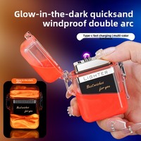 Nouveau Briquet Électrique Double Arc Original et Mignon pour Cigarettes, Rechargeable, Coupe-Vent, Luminescent, Design Luxe à Effet de Sable Fluide