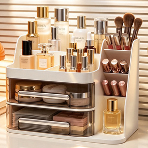 Boîte de rangement cosmétique, tiroir de bureau, grande capacité, support pour rouge à lèvres, masque facial, organisateur de maquillage et de soins de la peau, plastique imperméable - Product Image 2