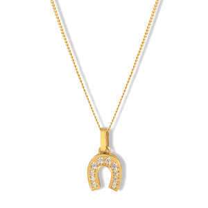 Colliers pendentifs mode délicats, Collier fer à cheval en acier inoxydable avec chaîne <span class=keywords><strong>gourmette</strong></span> et zircon transparent pour femme, étanche - Product Image 1