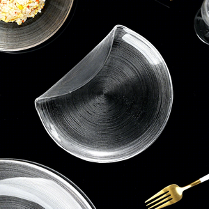 Plato <span class=keywords><strong>de</strong></span> Vidrio Transparente con Forma <span class=keywords><strong>de</strong></span> Taco, Diseño Creativo 2026, Plato Decorativo Curvo para Servir Bocadillos, Frutas, Postres, para Restaurantes y Bares - Product Image 1