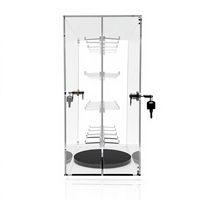 Vitrine de présentation moderne en acrylique transparent avec base rotative, pré-assemblée, avec 40 crochets et serrures