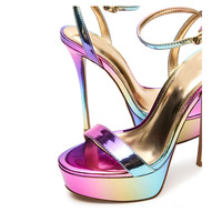 Sandales à talons hauts pour femmes Gradient Purple Lace up Evening Party Bridal Comfortable Arch Support Wholesale Custom