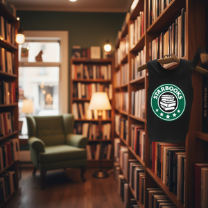 T-shirt Starbooks nera unisex, maglietta promozionale per gli amanti dei libri e degli appassionati di lettura - Product Image 3