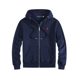 Pull à capuche en molleton de coton pur pour homme, motif animal, printemps-automne, avec logo brodé de <span class=keywords><strong>petit</strong></span> cheval et fermeture éclair - Product Image 3