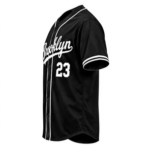Maillot de baseball bleu personnalisé pour homme |   Chemise à manches courtes respirante 100 % polyester imprimée par transfert thermique, anti-UV, boutonnée, style hip-hop pour équipe - Product Image 5