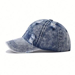 Casquette de baseball tendance toutes saisons pour hommes et femmes, en jean délavé et déchiré, style urbain - Product Image 5