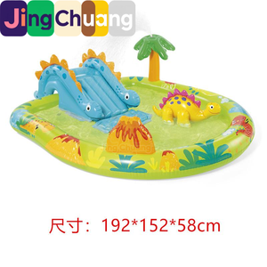 Piscina con Tobogán y Rociador de Agua JingChuang57166, Piscina Infantil con Pelotas de Agua, Diseño de Parque de Dinosaurios Volcánicos - Product Image 4