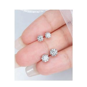 Pendientes de Oro Puro de 18k con Diamante Solitario y Halo de 0.20ct y 0.40ct de Xinfly Center Stone - Product Image 1