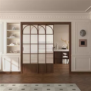 Nouvelle <span class=keywords><strong>porte</strong></span> coulissante à trois battants de style chinois, rétro, pour cuisine, balcon, salon, cloison de toilettes, en aluminium - Product Image 1
