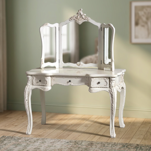 Table de Maquillage Coiffeuse Miroir de Style Français pour Chambre, Meuble Sculpté en Acajou Massif Ancien, Vente en Gros Tendance - Product Image 3
