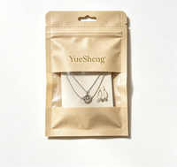 Petite pochette en papier kraft pour bijoux et aliments avec fenêtre transparente, fermeture éclair refermable, trois côtés scellés, prête à offrir, vente en gros, OEM