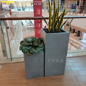 Fiberglass <b>Square</b> Floor <b>Planter</b> Modern Minimalist Indoor Shopping Mall Green Plant Container <b>Large</b> Size Combination - Product Image 1