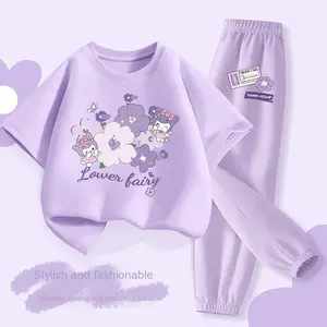 2025 Meninas Novo Casual Verão Outerwear Conjunto De Duas Peças Puro Algodão Fácil Jogo Impresso De Malha - Product Image 2