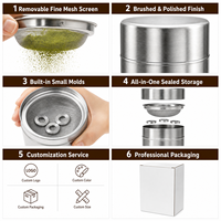 HC – Nouvelle boîte tamis en acier inoxydable SS304 de qualité alimentaire avec logo personnalisé, 300 ml, hermétique, pour poudre de matcha, infuseur à thé portable et écologique