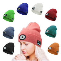 Nuovo Cappello Luminoso LED Ricaricabile Staccabile alla Moda con Musica Bluetooth e Lavorazione in Maglia