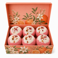 Set de Bombas de Baño Efervescentes de Naranja Dulce Hechas a Mano con Flores Secas, Botánicas, Hidratantes, Refrescantes y Aromáticas, Marca Privada OEM