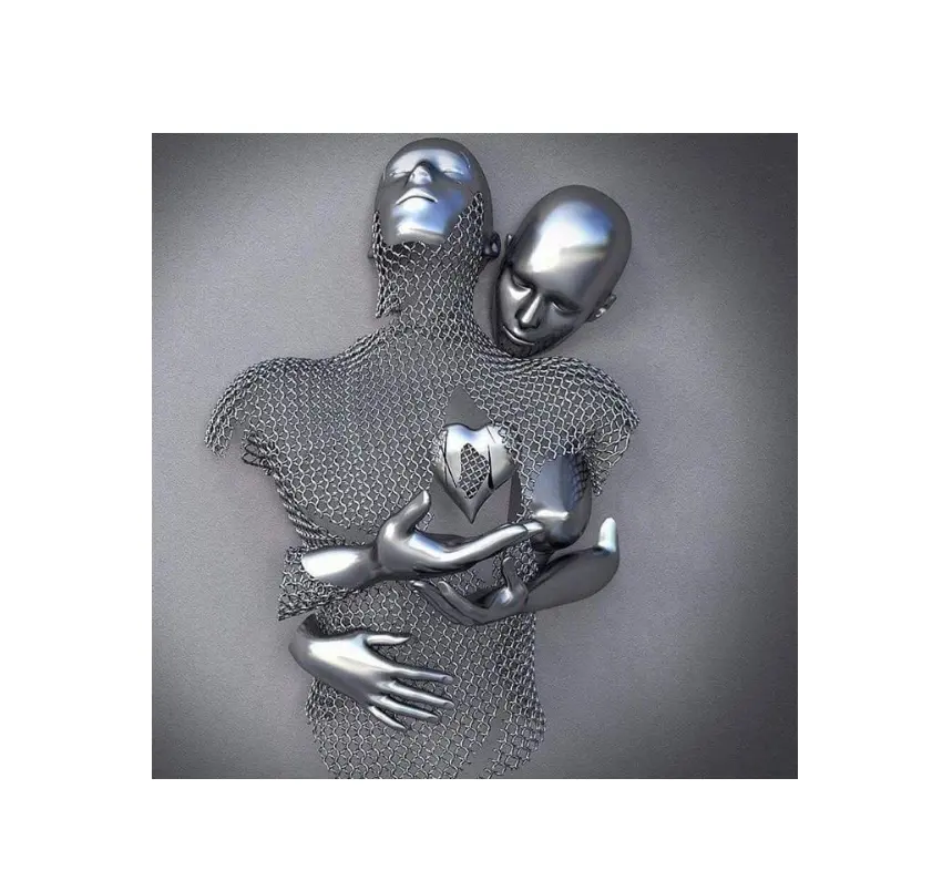 Edelstahl Liebesumarmung Metallkunst Skulptur Metallkunst Liebesdesign Edelstahl moderne menschliche Körper-Wandskulptur
