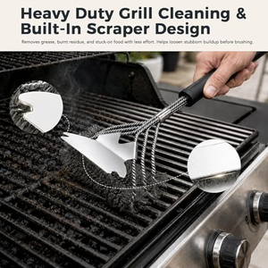 Wholesale OEM Stainless Steel Grill Brush With Scraper Wire Bristle <b>Barbecue</b> BBQ Cleaner Outdoor Kitchen Accessories - Product Image 6