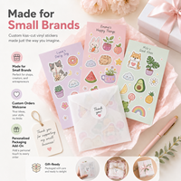 Autocollants en vinyle brillant personnalisés - Réutilisables, écologiques, durables, motifs de dessins animés mignons avec bords découpés pour carnets et agendas