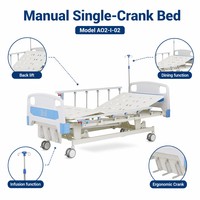 Lit d'hôpital manuel simple à bascule, avec fonction repas et design pour perfusion, tête de lit en ABS, en alliage d'aluminium pliable - Vente en gros usine