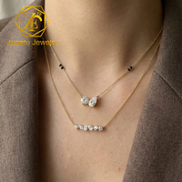 Collier Toi et Moi en Diamants de Laboratoire, Taille Ronde et Poire, DEF VVS VS, Certifié IGI, Or Massif 10K 14K, Collier de Diamants Vérifiés